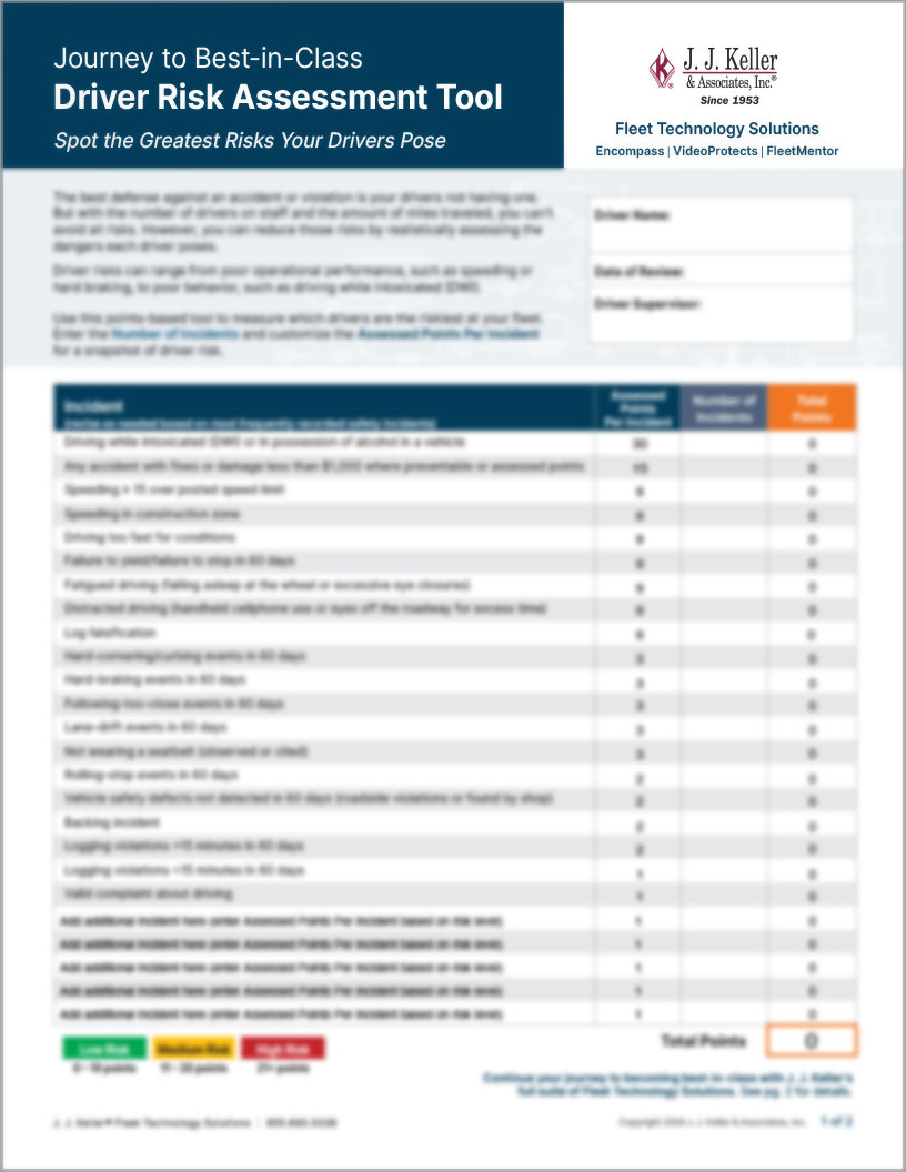 76778 JJKeller-Driver-Risk-Assessment-Tool-816x1056v2 Document chart