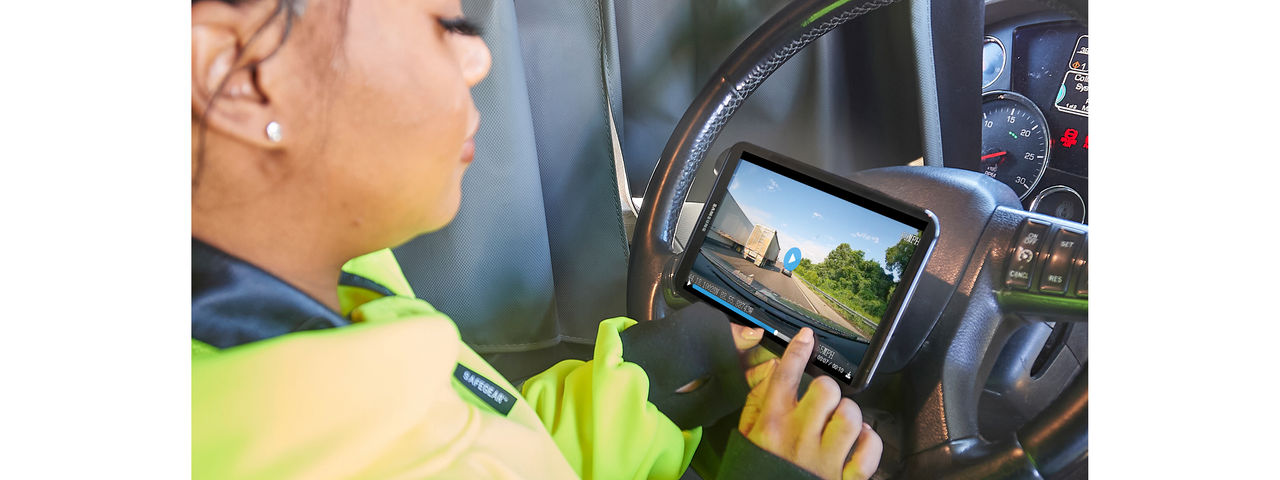 Reviewing dash cam video on tablet